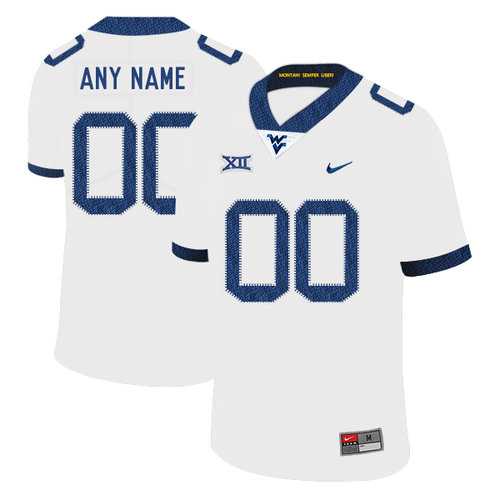 Mens West Virginia Mountaineers Customized White College Football Jersey